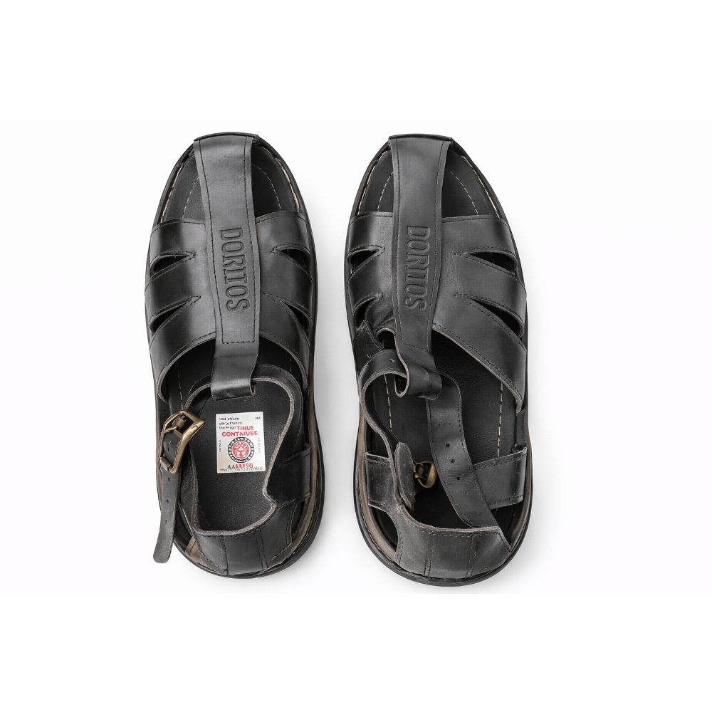 Black Leather Sandals with Buckle